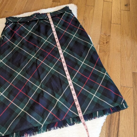 J Crew Blue and Green Plaid 100% Virgin Wool A Line Midi Skirt - Picture 6 of 10
